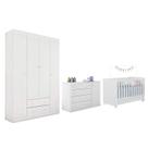 Jogo de Quarto Infantil Roupeiro Cômoda Berço Mini Cama Ana - Branco