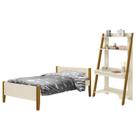 Jogo de Quarto Infantil Simba Estante Escrivaninha e Cama Areia Fosco com Pés Amadeirado - Reller Móveis