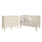 Jogo de Quarto Infantil Theo Cômoda 6 Gavetas e Berço com Pés Madeira Natural - Reller Móveis