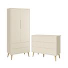 Jogo de Quarto Infantil Theo Guarda Roupa 2 Portas e Cômoda 6 Gavetas com Pés Madeira Natural - Reller Móveis