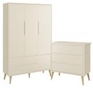 Jogo de Quarto Infantil Theo Guarda Roupa 3 Portas e Cômoda 3 Gavetas com Pés Madeira Natural - Reller Móveis