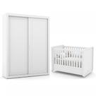 Jogo de Quarto Infantil Tutto New com Guarda Roupa 2 Portas e Berço Branco Soft - Matic Móveis