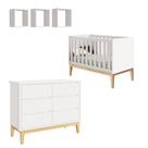 Jogo de Quarto para Bebê Classic New Branco Fosco com Natural - Reller