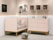Jogo de Quarto para Bebê Classic New Rosa Fosco com Madeira - Reller