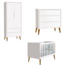 Jogo de Quarto para Bebê Completo 2 Portas Théo New Branco Fosco com Madeira - Reller