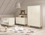 Jogo de Quarto para Bebê Completo 3 Portas Théo New Areia Fosco com Natural - MoveisAqui