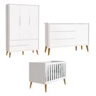 Jogo de Quarto para Bebê Completo 3 Portas Théo New Branco Fosco com Madeira - Reller
