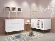Jogo de Quarto para Bebê Théo New Branco Fosco com Madeira - Reller