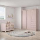 Jogo de quarto Pérola com guarda roupa 3 portas e 4 gavetas + berço mini cama - Rosê - Phoenix Baby