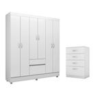 Jogo de Quarto Roupeiro e Comoda Bremen Branco