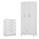 Jogo de Quarto Roupeiro e Comoda Davis Branco