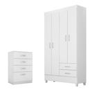Jogo de Quarto Roupeiro e Comoda Frankfurt Branco