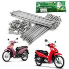Jogo de raios dianteiro cromado 4mm smartfox honda c100 biz 100 biz 110 biz 125