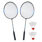 Jogo de raquete de badminton aço e plástico com 2 petecas