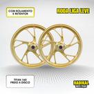 Jogo de roda liga leve titan 160 esd dourado pe de galinha atrox freio a disco