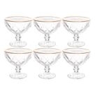 Jogo De Sobremesa 6 Taças Vidro Com Borda Fio Dourado Diamond Lyor 250ml