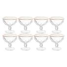 Jogo De Sobremesa 8 Taças Vidro Com Borda Fio Dourado Diamond Lyor 250ml