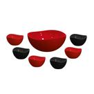 Jogo de Sobremesa Vermelho Preto Tigela Bowl Saladeira 7un