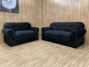 Jogo de Sofá de 2 e 3 Lugares Brasil/Viena Preto Liso