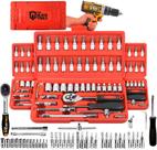 Jogo De Soquete Aço Crv 1/4 Catraca Chave Allen Kit Ferramentas Com Maleta 46 Peças Fenda Philips