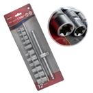 Jogo de Soquete E-Torx 1/2 e 3/8 12 Peças E4 A E20 Femea Corneta