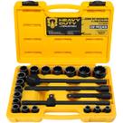 Jogo De Soquete Estriado Chave Catraca Pol 22 Peças 1/2 8 A 32mm Fosfatizado Bcs022b Heavy Duty The Black Tools