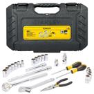 Jogo de soquete sextavado 10 a 19mm e 3/8" a 3/4" encaixe de 1/2" com 26 peças