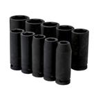 Jogo de soquete sextavado longo de impacto, 1/2pol., cromo molibdenio, 10-24mm, 11pcs // stels