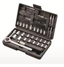 Jogo De Soquetes E Bits Chave Catraca 75 Pçs Titanium Cromo Vanádio Aço Preto Com Estojo E Ferramentas Completo