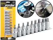 Jogo De Soquetes Hexagonais Aço Cromo 9 Unidades 1/2 Polegadas 4 A 17mm Vonder Profissional