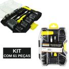 Jogo de Soquetes Ponteira Bits 61 Peças com Chaves Extensor em Aço Cromo Jogo de Soquetes Ponteira Bits 61 Peças com Chaves Extensor em Aço Cromo