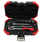Jogo de Soquetes Sextavado 1/4 16 Peças 4 a 13mm Gedore Red