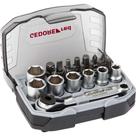 Jogo de Soquetes Sextavados e Acessórios, Encaixe de 1/4", 6,0 mm a 13,0 mm, com 23 Peças, R49005023, Gedore RED