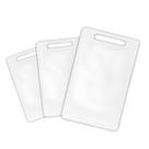 Jogo de Tábuas PVC Kit 3 Peças Cozinha Tabua de Corte Branca Multiuso Carne Churrasco Profissional
