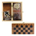 Jogo de Tabuleiro 3 em 1 Xadrez Dama Gamão Maleta De Madeira Dobrável 23,5cm