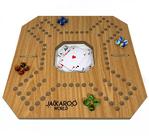 Jogo de tabuleiro Jackaroo 2-4 jogadores com cartas e mármores em madeira de carvalho