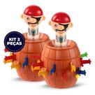 Jogo de Tabuleiro Jogo Barril Pirata Pula 16 Adagas Médio 13x9cm Marrom OEM