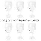 Jogo de Taça com 6 unidades de Vidro Transparente 340ml cada para Água