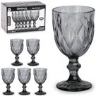 Jogo De Taca De Vidro Para Água / Vinho Fume Diamante Com 6 Peças 260ml