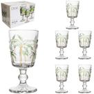 Jogo De Taça De Vidro Tropical Palm Hand Painting Para Água / Vinho Com 6 Peças 310ml
