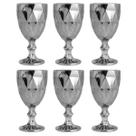Jogo De Taças 6 Peças Para Água Suco Vinho 325ML Em Vidro Cristal Diamond Lyor Cinza Metalizado