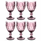 Jogo De Taças 6 Peças Para Água Suco Vinho 325ML Em Vidro Cristal Diamond Lyor Lilas