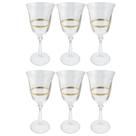 Jogo De Taças Água Suco 350ml Kit 6 Peças Grace Cristal Decorado Friso Dourado Luxo