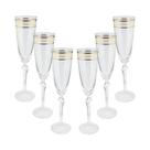 Jogo de taças champanhe cristal ecológico Bohemia Brocade com friso de ouro 200ml 6 peças