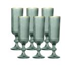 Jogo de taças champanhe em vidro borda dourada L'Hermitage Cameratta 160ml 6 peças verde