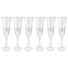 Jogo De Taças Champanhe Espumante 190ml Kit 6 Peças Grace Cristal Decorado Friso Dourado Luxo