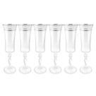 Jogo De Taças Champanhe Espumante 300ml Kit 6 Peças Grace Cristal Decorado Friso Platino Luxo