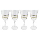 Jogo De Taças Champanhe Espumante 350ml Kit 4 Peças Angela Cristal Friso Dourado Luxo