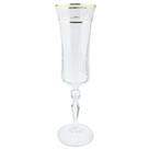 Jogo De Taças Champanhe Espumante Grace 190ml Kit 4 Peças Cristal Decorado Friso Dourado