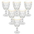 Jogo de Taças de Vidro Diamond Fio de Ouro 320ml 6 peças - Hauskraft Premium